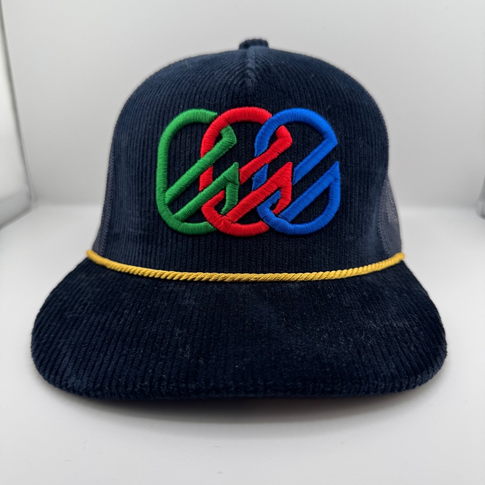 Extracurricular Trucker Hat Mens OSFA Navy Blue Excellent Corduroy Rope Cap